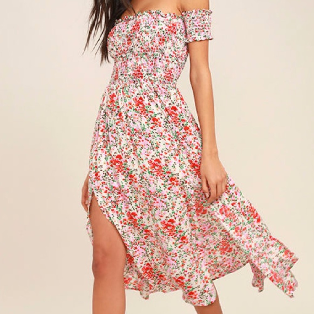 Lulu’s View from Meadow Cream Floral Off Shoulder